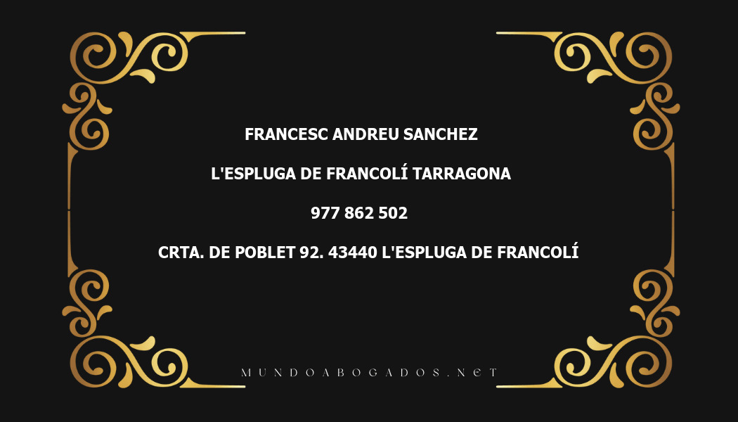 abogado Francesc Andreu Sanchez en la localidad de L'Espluga de Francolí