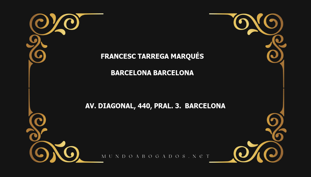 abogado Francesc Tarrega Marqués en la localidad de Barcelona