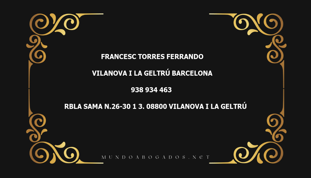 abogado Francesc Torres Ferrando en la localidad de Vilanova i la Geltrú