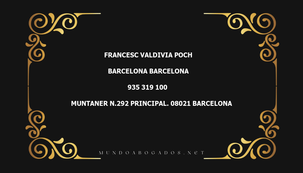 abogado Francesc Valdivia Poch en la localidad de Barcelona