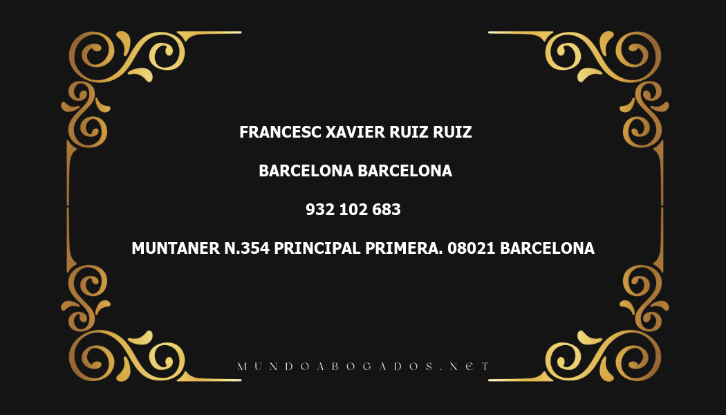 abogado Francesc Xavier Ruiz Ruiz en la localidad de Barcelona