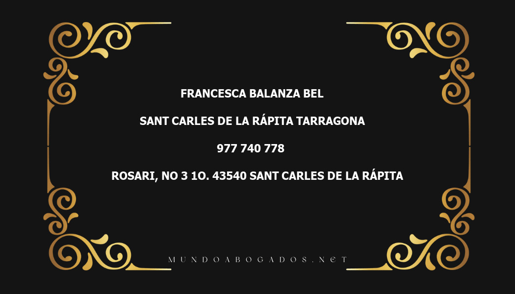 abogado Francesca Balanza Bel en la localidad de Sant carles de la Rápita