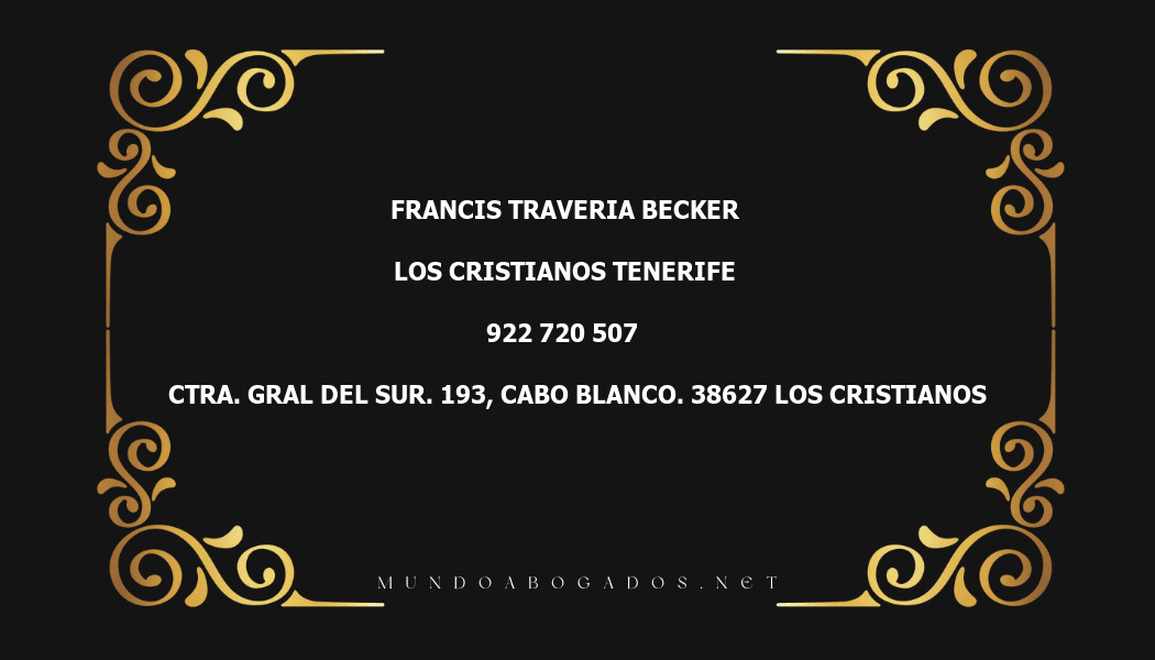 abogado Francis Traveria Becker en la localidad de Los Cristianos