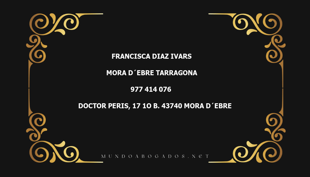 abogado Francisca Diaz Ivars en la localidad de Mora d´Ebre