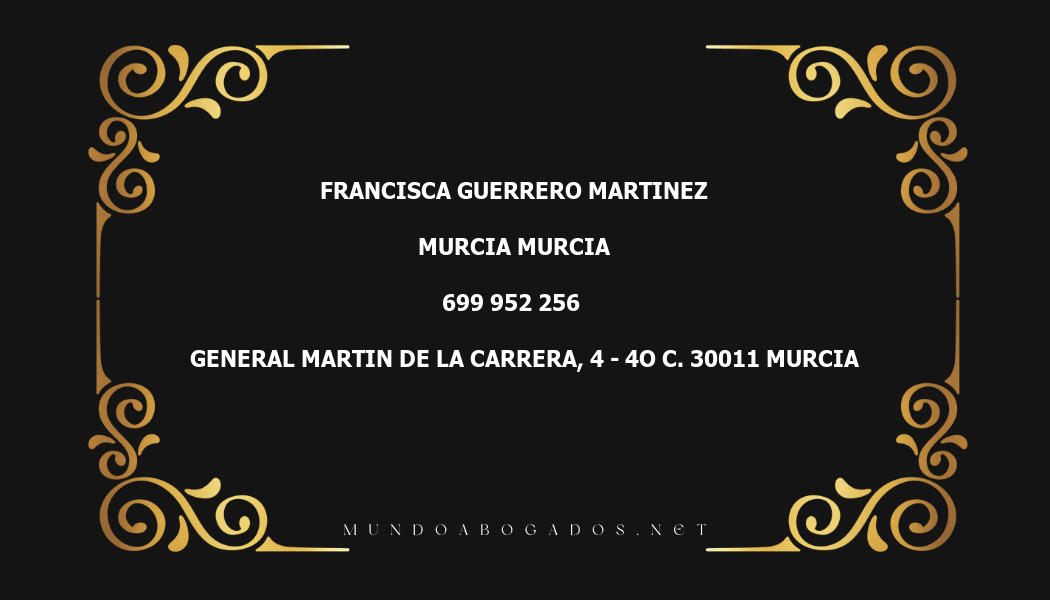 abogado Francisca Guerrero Martinez en la localidad de Murcia