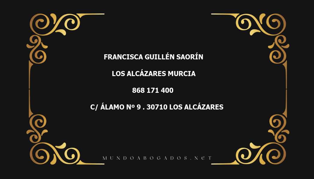 abogado Francisca Guillén Saorín en la localidad de Los Alcázares