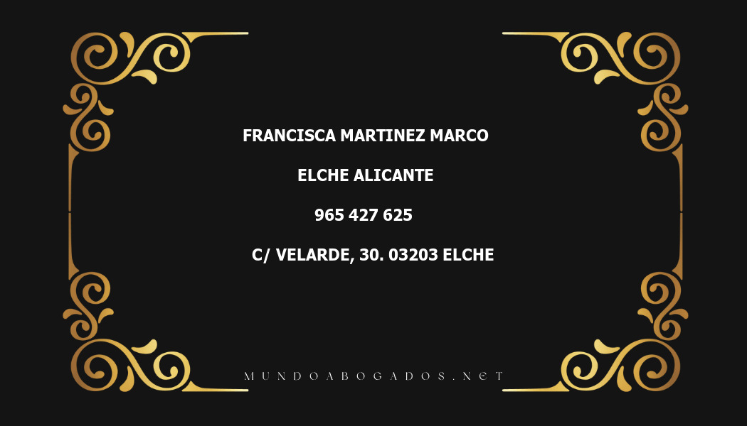 abogado Francisca Martinez Marco en la localidad de Elche