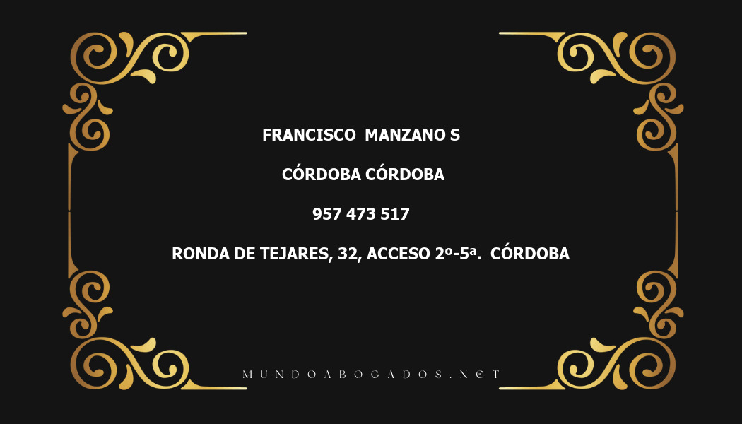 abogado Francisco  Manzano S en la localidad de Córdoba