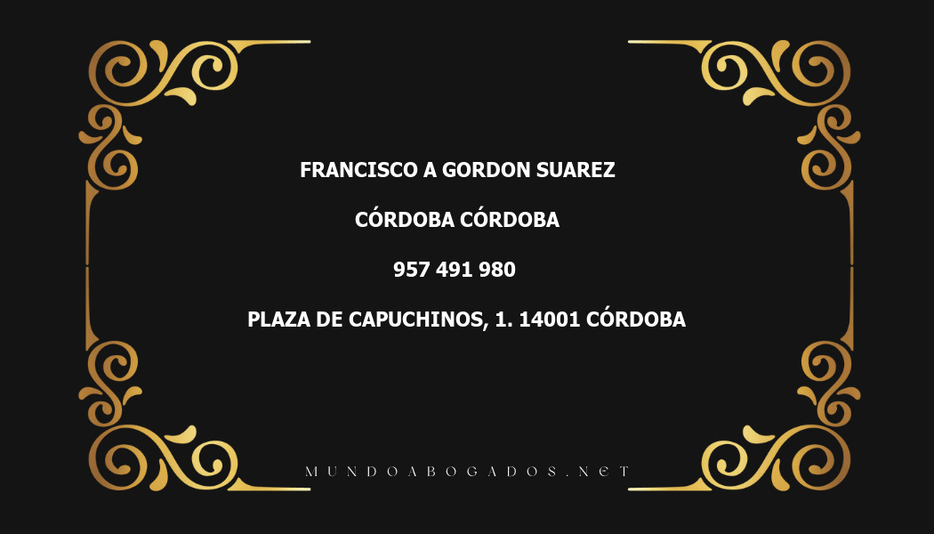 abogado Francisco A Gordon Suarez en la localidad de Córdoba