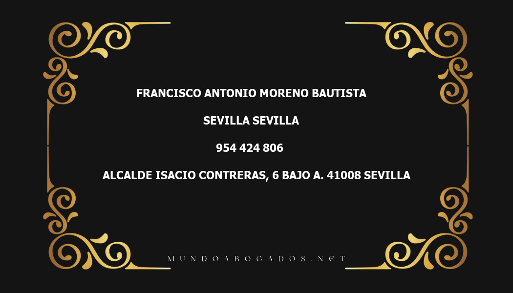 abogado Francisco Antonio Moreno Bautista en la localidad de Sevilla