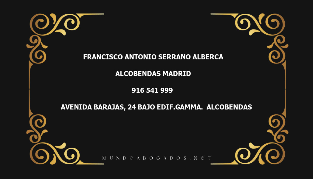 abogado Francisco Antonio Serrano Alberca en la localidad de Alcobendas