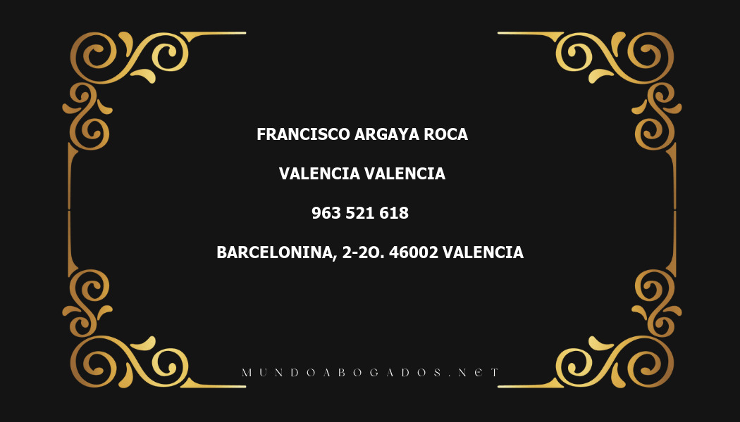 abogado Francisco Argaya Roca en la localidad de Valencia