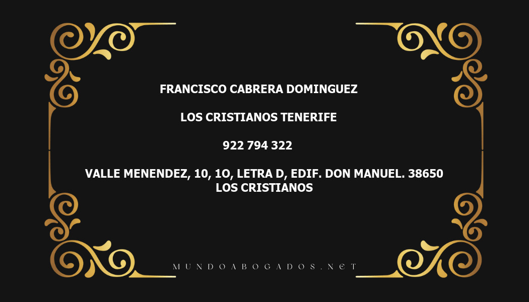 abogado Francisco Cabrera Dominguez en la localidad de Los Cristianos