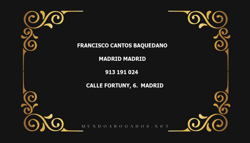 abogado Francisco Cantos Baquedano en la localidad de Madrid