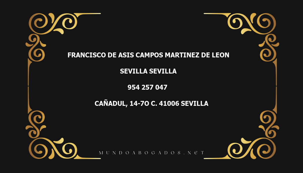 abogado Francisco De Asis Campos Martinez De Leon en la localidad de Sevilla