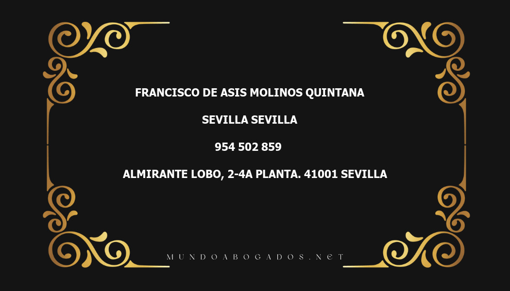 abogado Francisco De Asis Molinos Quintana en la localidad de Sevilla