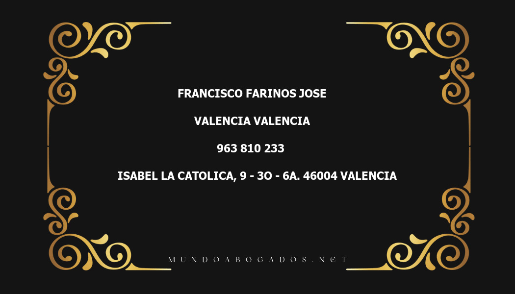 abogado Francisco Farinos Jose en la localidad de Valencia