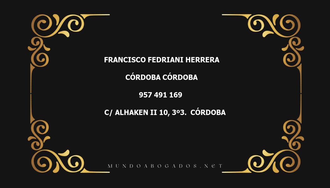 abogado Francisco Fedriani Herrera en la localidad de Córdoba