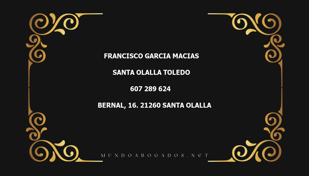 abogado Francisco Garcia Macias en la localidad de Santa Olalla