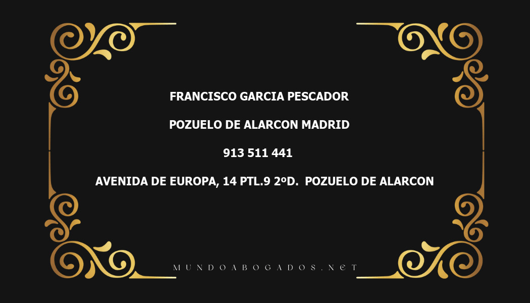 abogado Francisco Garcia Pescador en la localidad de Pozuelo de Alarcon