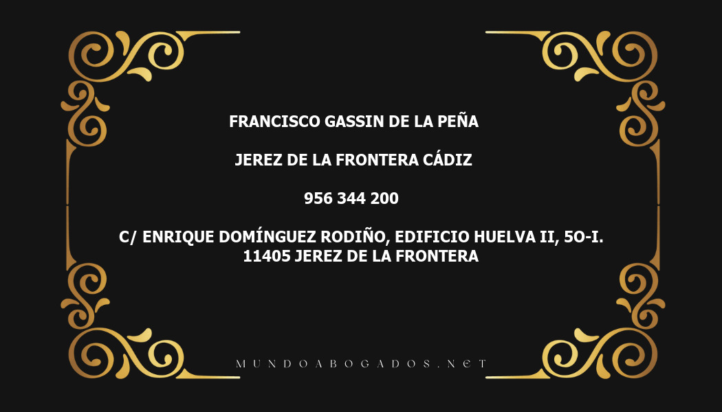 abogado Francisco Gassin De La Peña en la localidad de Jerez de la Frontera