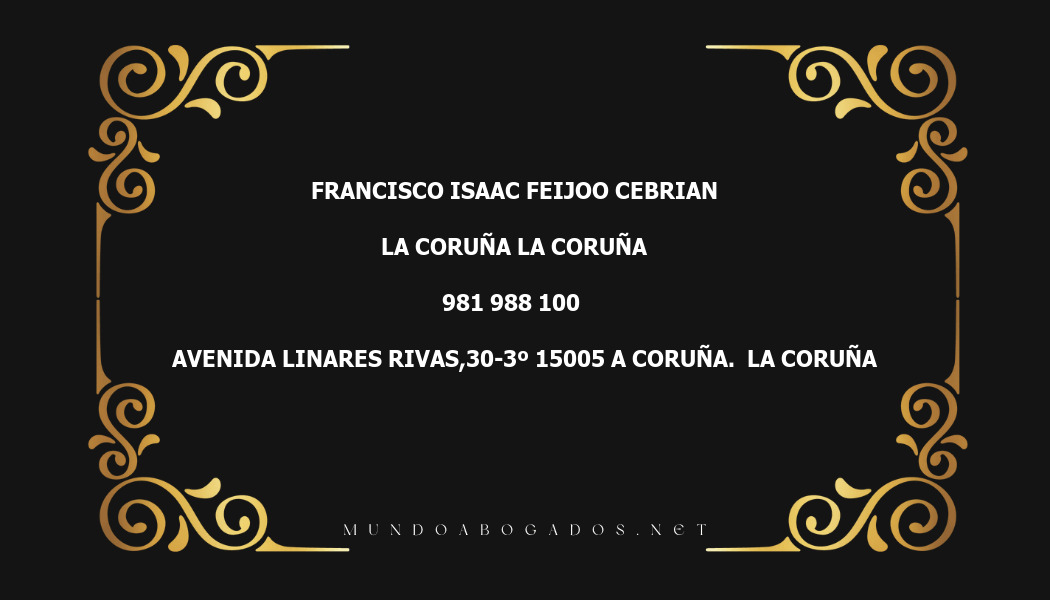 abogado Francisco Isaac Feijoo Cebrian en la localidad de La Coruña