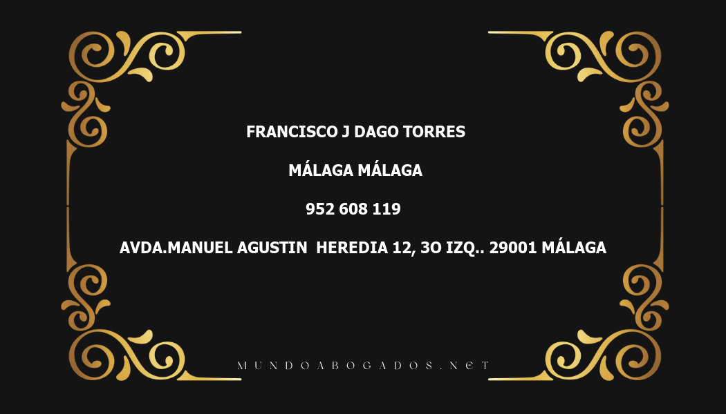 abogado Francisco J Dago Torres en la localidad de Málaga