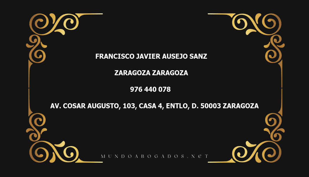 abogado Francisco Javier Ausejo Sanz en la localidad de Zaragoza