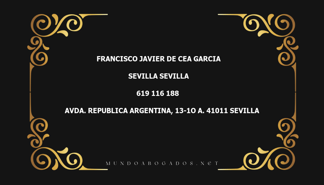 abogado Francisco Javier De Cea Garcia en la localidad de Sevilla