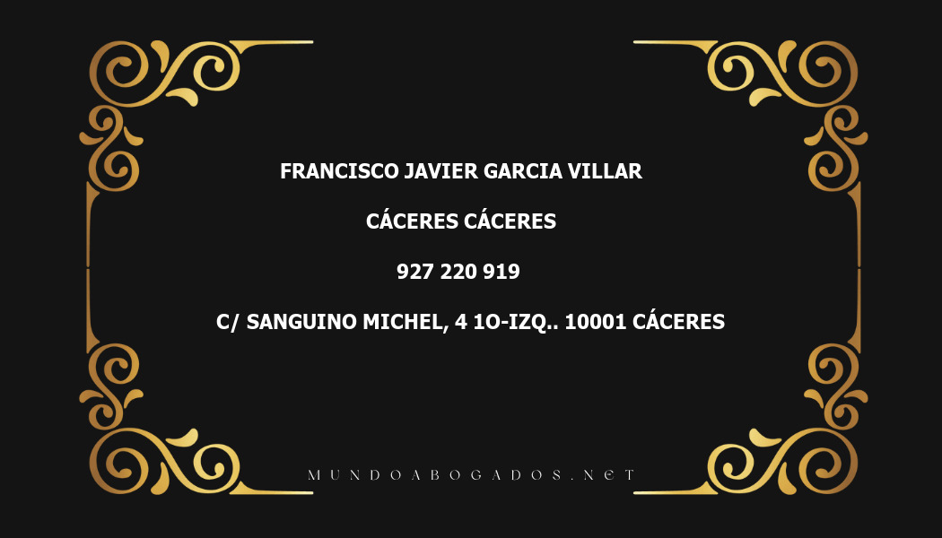 abogado Francisco Javier Garcia Villar en la localidad de Cáceres