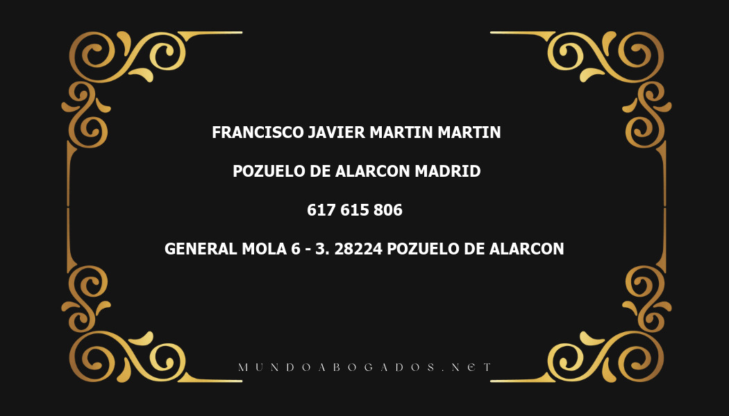 abogado Francisco Javier Martin Martin en la localidad de Pozuelo de Alarcon