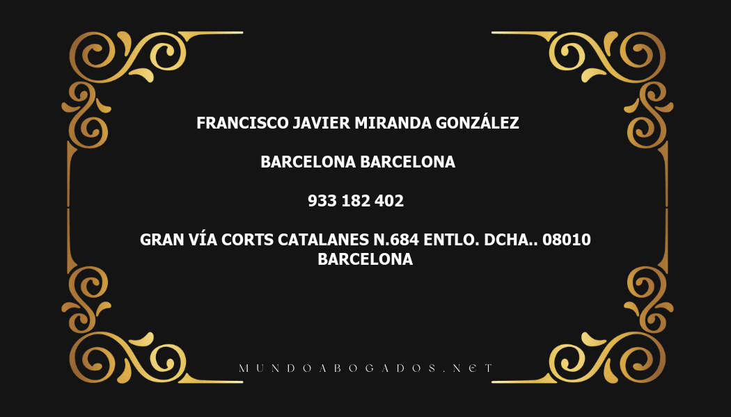 abogado Francisco Javier Miranda González en la localidad de Barcelona