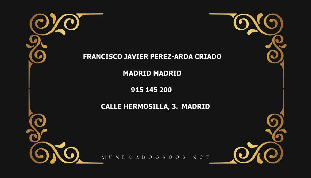 abogado Francisco Javier Perez-Arda Criado en la localidad de Madrid