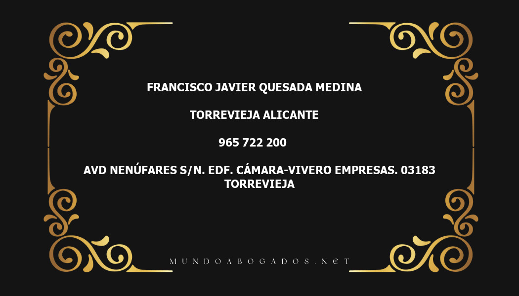 abogado Francisco Javier Quesada Medina en la localidad de Torrevieja