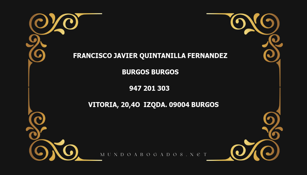 abogado Francisco Javier Quintanilla Fernandez en la localidad de Burgos