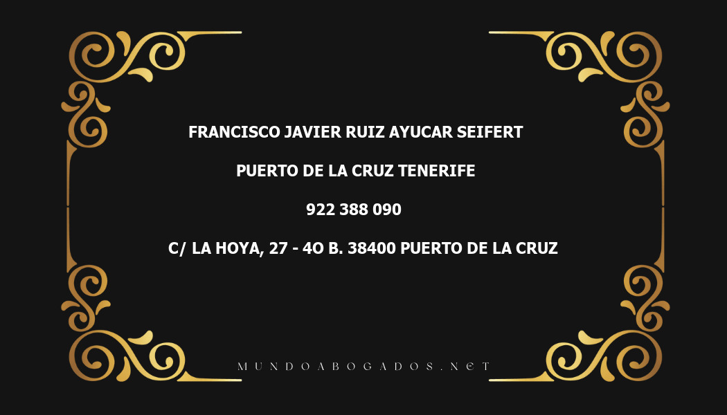 abogado Francisco Javier Ruiz Ayucar Seifert en la localidad de Puerto de la Cruz