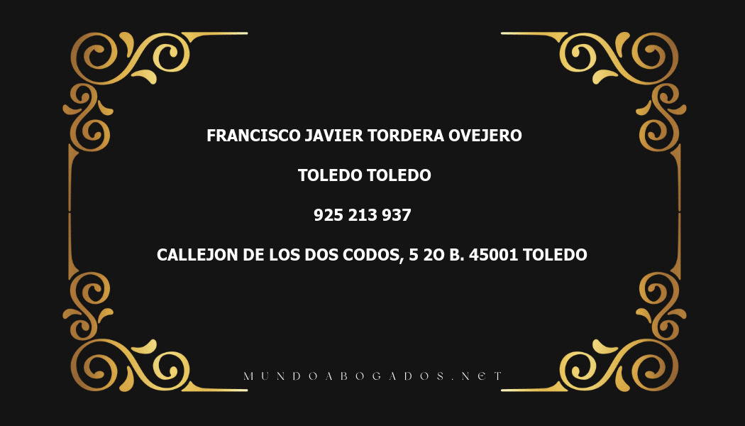 abogado Francisco Javier Tordera Ovejero en la localidad de Toledo