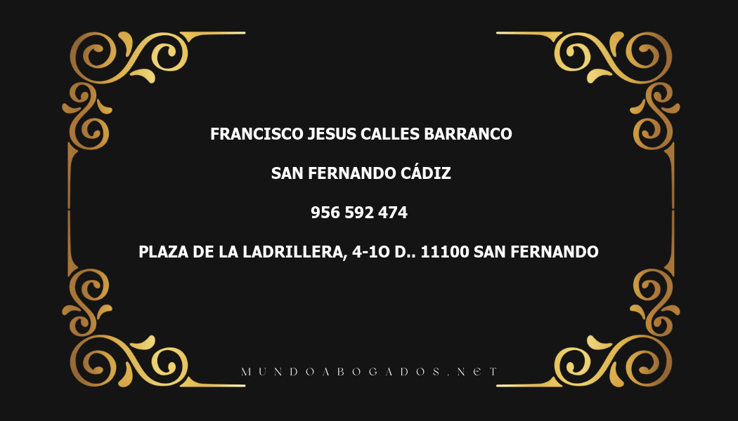 abogado Francisco Jesus Calles Barranco en la localidad de San Fernando