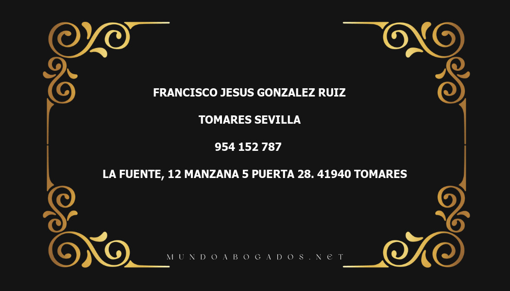 abogado Francisco Jesus Gonzalez Ruiz en la localidad de Tomares