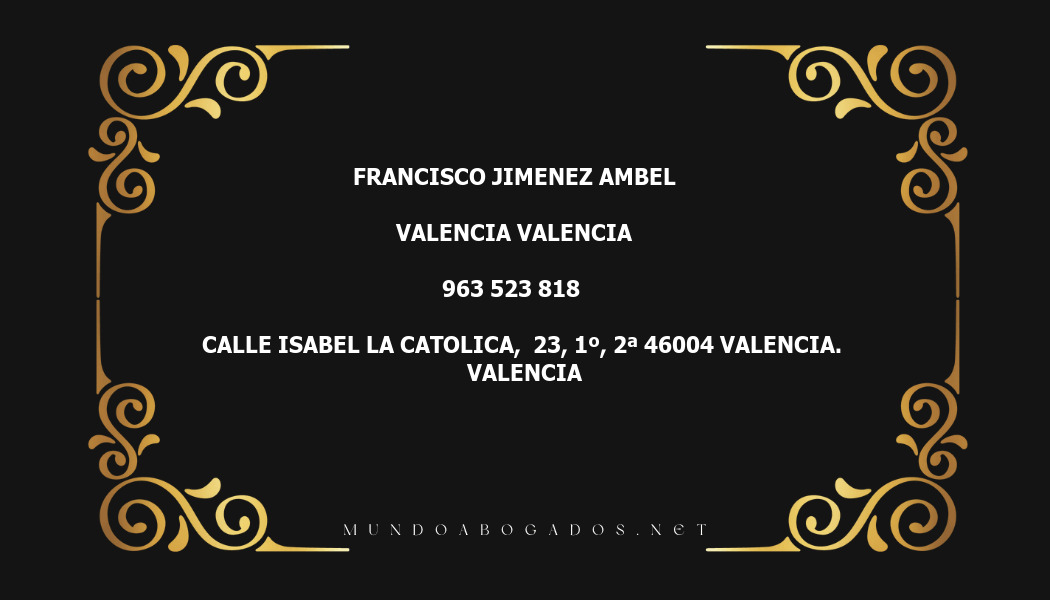 abogado Francisco Jimenez Ambel en la localidad de Valencia