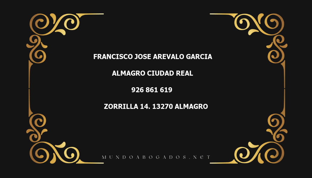 abogado Francisco Jose Arevalo Garcia en la localidad de Almagro