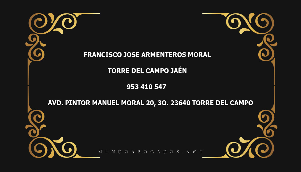 abogado Francisco Jose Armenteros Moral en la localidad de Torre del Campo