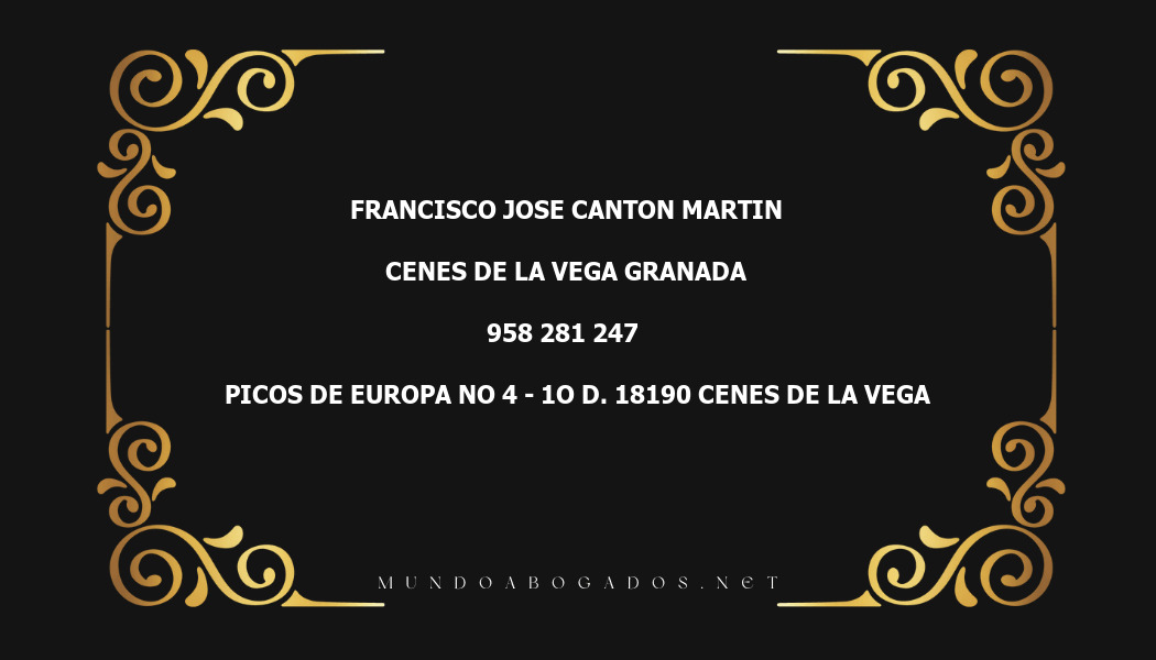 abogado Francisco Jose Canton Martin en la localidad de Cenes de La Vega