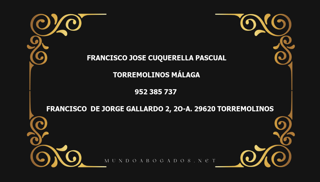 abogado Francisco Jose Cuquerella Pascual en la localidad de Torremolinos