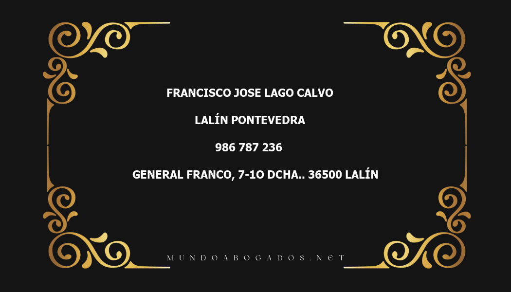 abogado Francisco Jose Lago Calvo en la localidad de Lalín