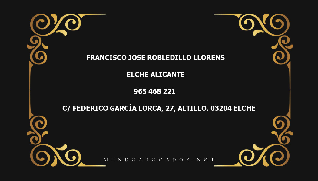 abogado Francisco Jose Robledillo Llorens en la localidad de Elche