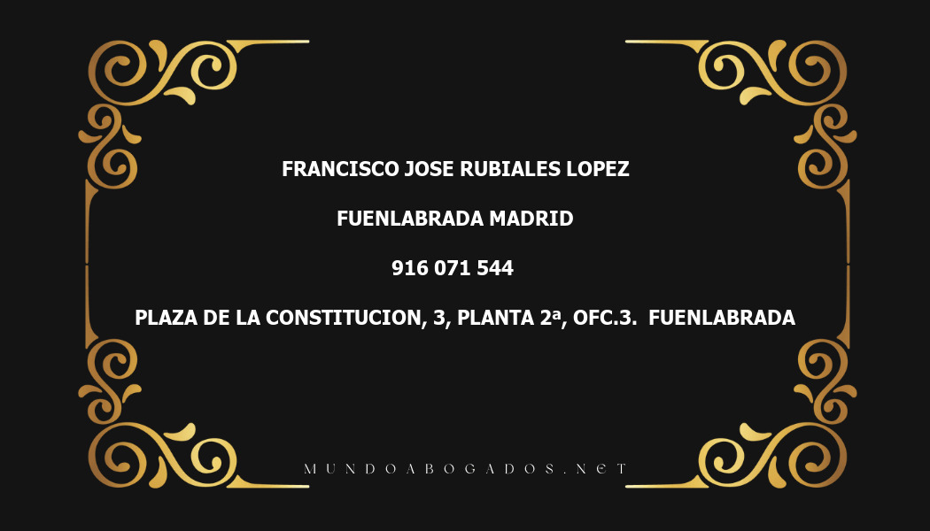 abogado Francisco Jose Rubiales Lopez en la localidad de Fuenlabrada