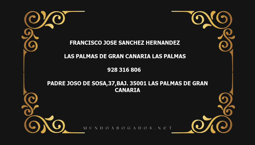 abogado Francisco Jose Sanchez Hernandez en la localidad de Las Palmas de Gran Canaria