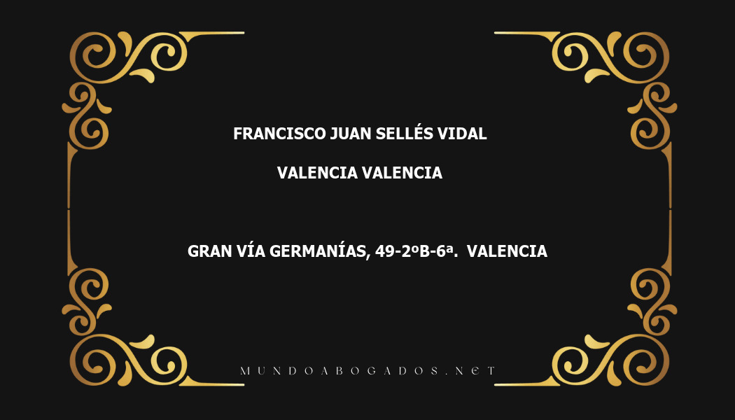 abogado Francisco Juan Sellés Vidal en la localidad de Valencia