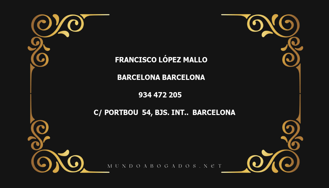 abogado Francisco López Mallo en la localidad de Barcelona